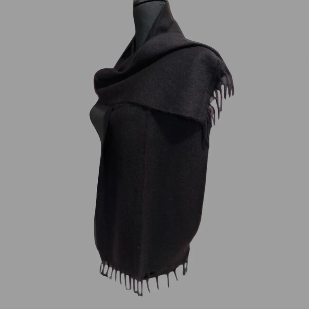 100% Pure 4-Ply Chyangra Pashmina Cashmere Scarf Handmade Nepal COA NWT -BLACK